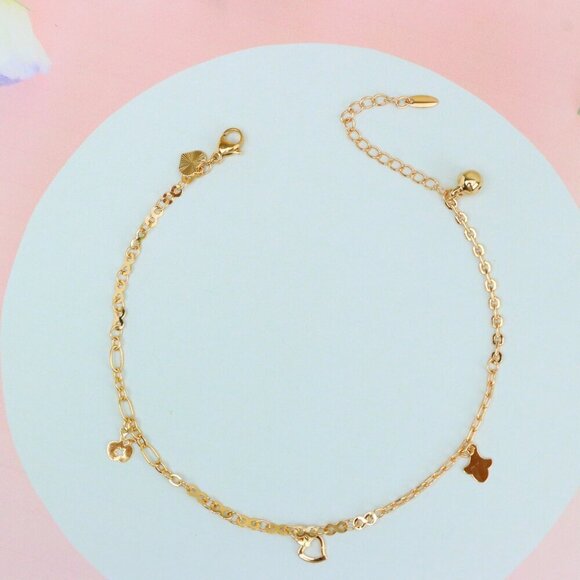 "Rose Gold Heart & Charm Anklet with Adjustable Link Chain, XPAL1076 - Picture 12 of 12